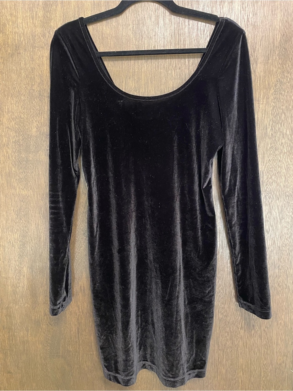 BCBGeneration Black Velvet Long-Sleeve Scoop Dress